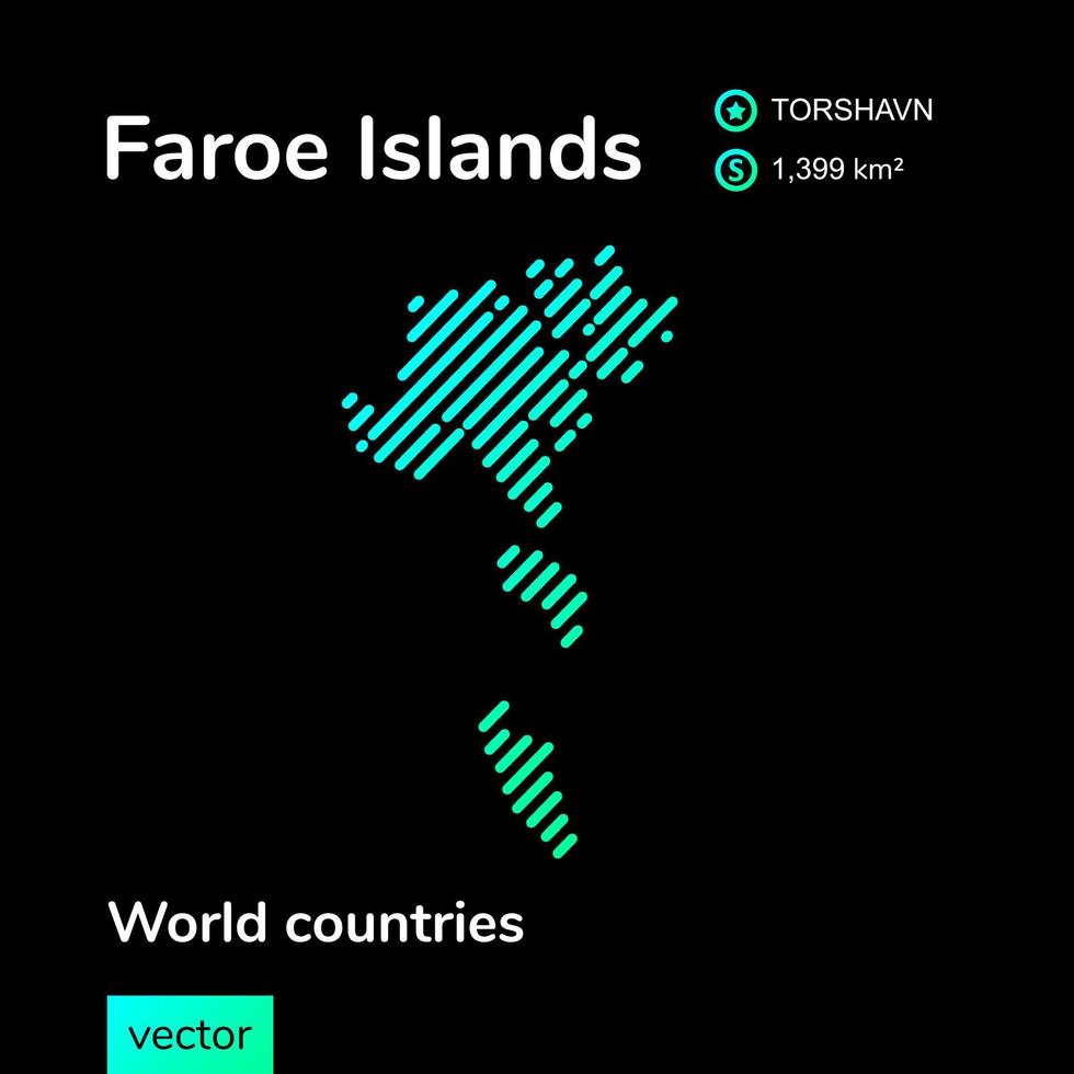vector abstract kaart van Faeröer eilanden met munt gestreept structuur en zwart achtergrond