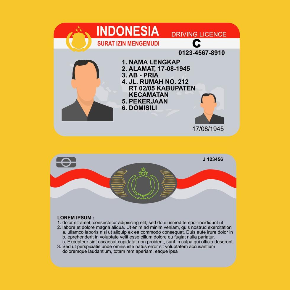 Indonesisch het rijden licentie dat verklaart dat een individu heeft leerde kennen de vereist kwalificaties naar bedienen een motor voertuig Aan openbaar weg vector
