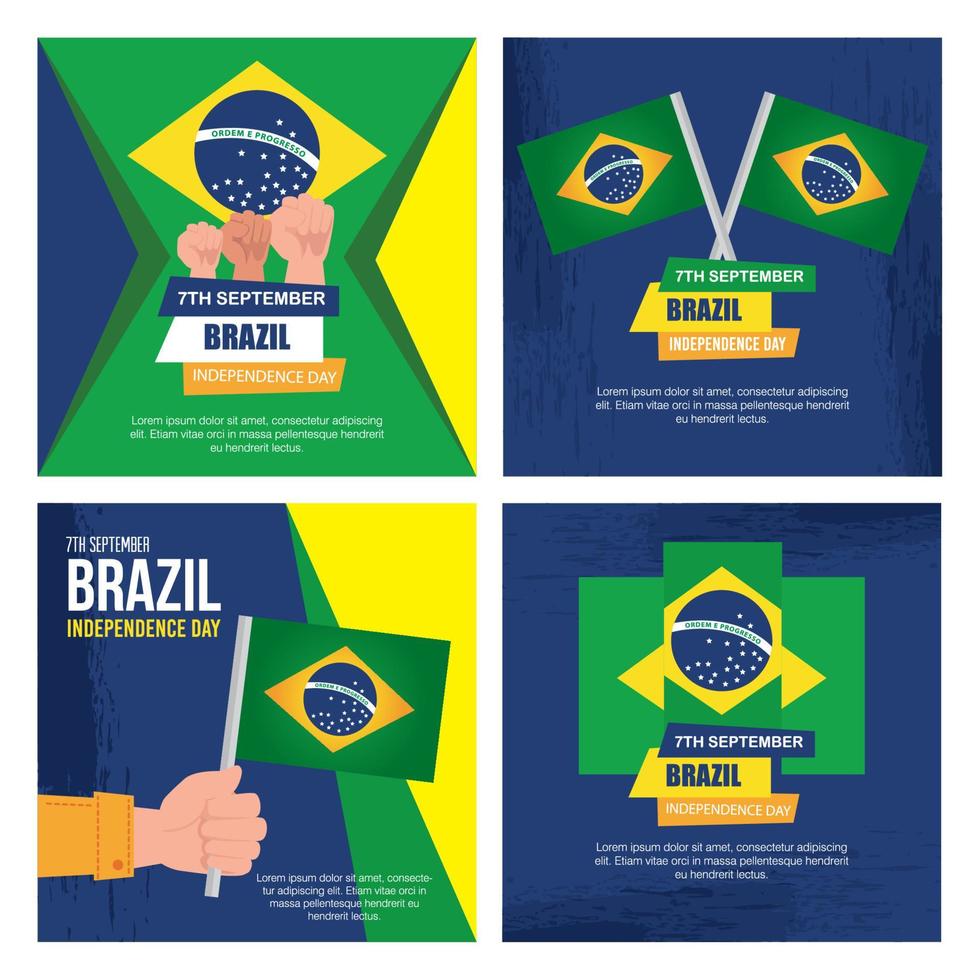 verzameling van, 7 september, banners van viering Brazilië onafhankelijkheid dag vector