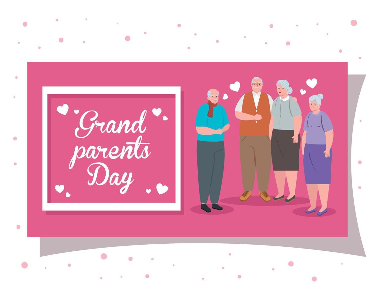 gelukkig groots ouders dag met schattig oud mensen vector