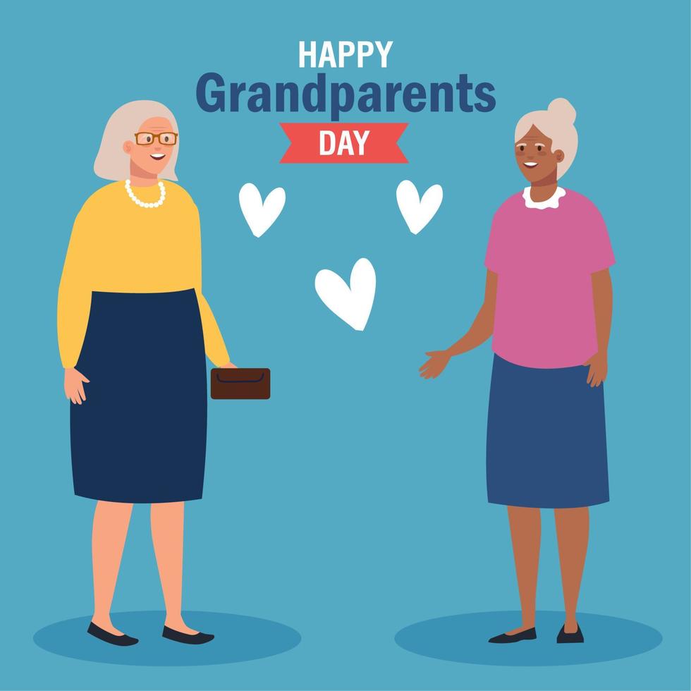 grootmoeders met harten Aan grootouders dag vector ontwerp