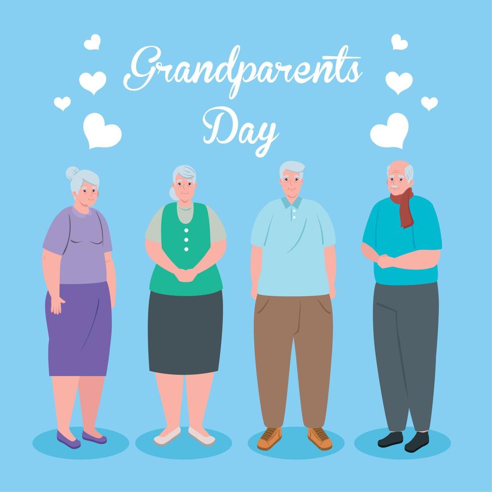 gelukkig groots ouders dag met schattig oud mensen vector