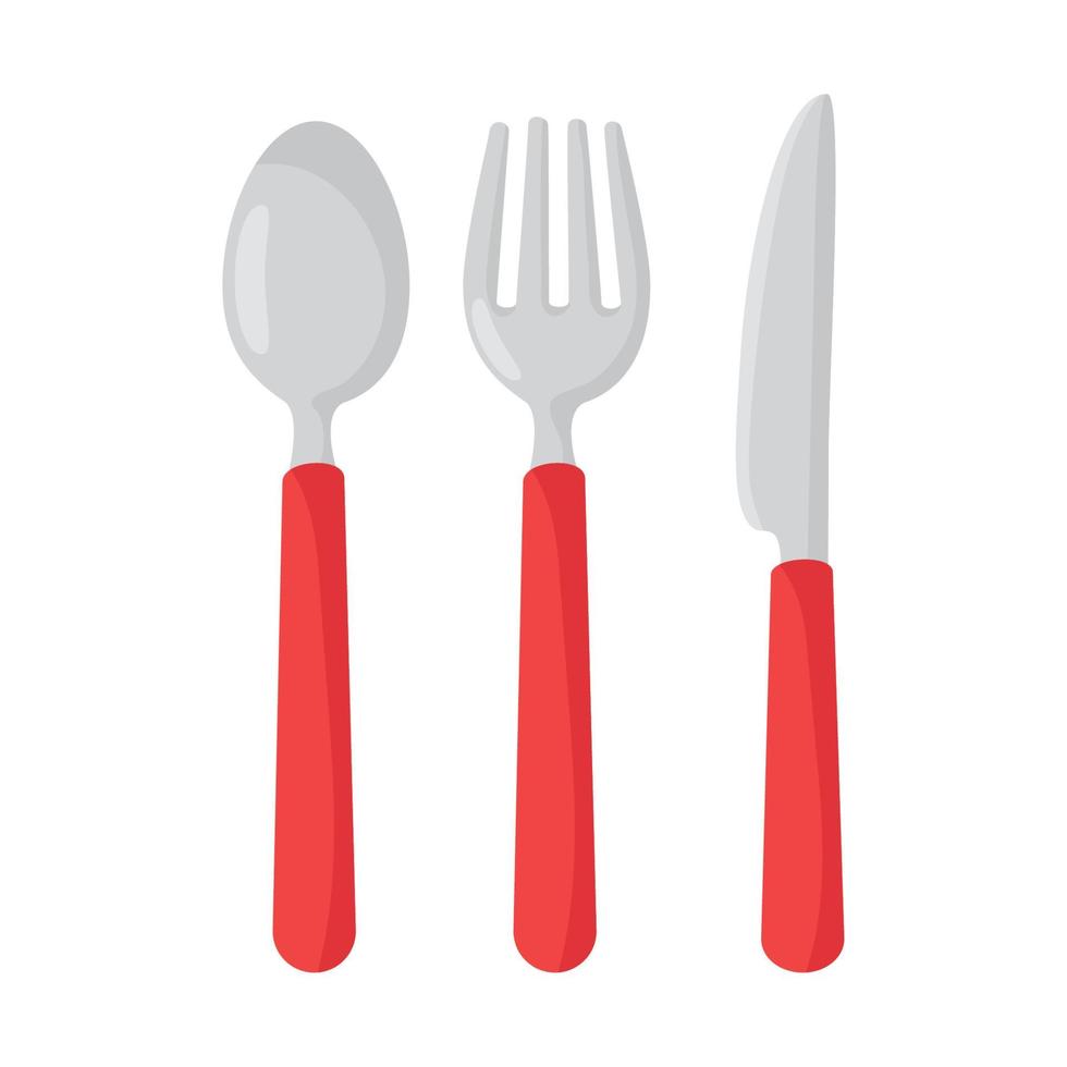 lepel met vork en mes in wit achtergrond vector