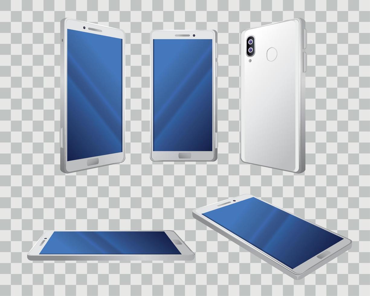 keer bekeken verschillend van realistisch smartphones mockup vector