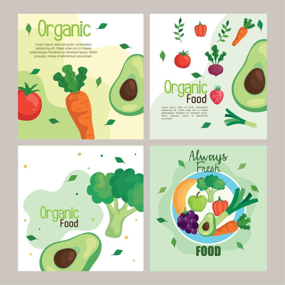 banners met groenten en fruit, concept gezond voedsel vector