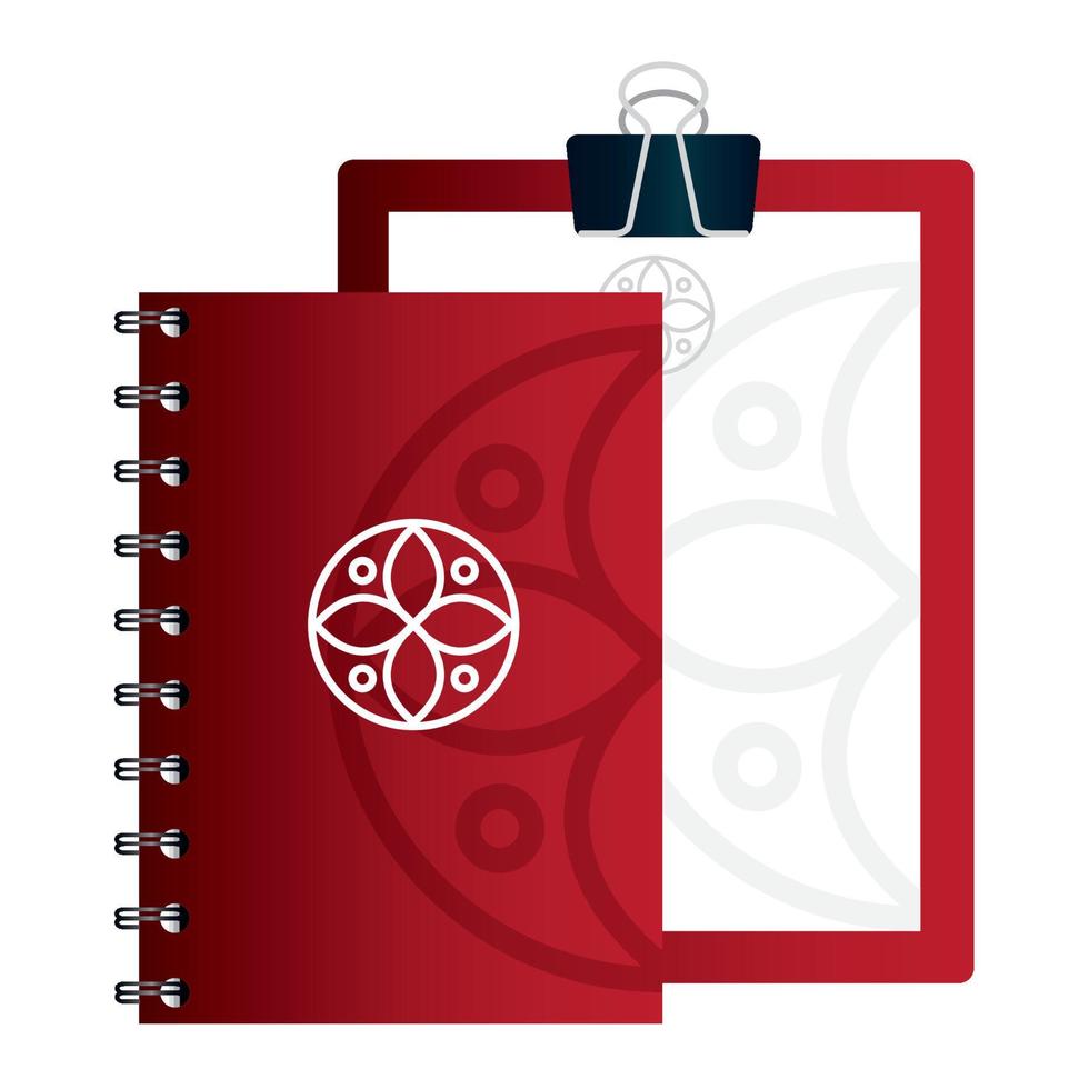 mockup klembord rood en document, notitieboekje, met wit teken, zakelijke identiteit vector