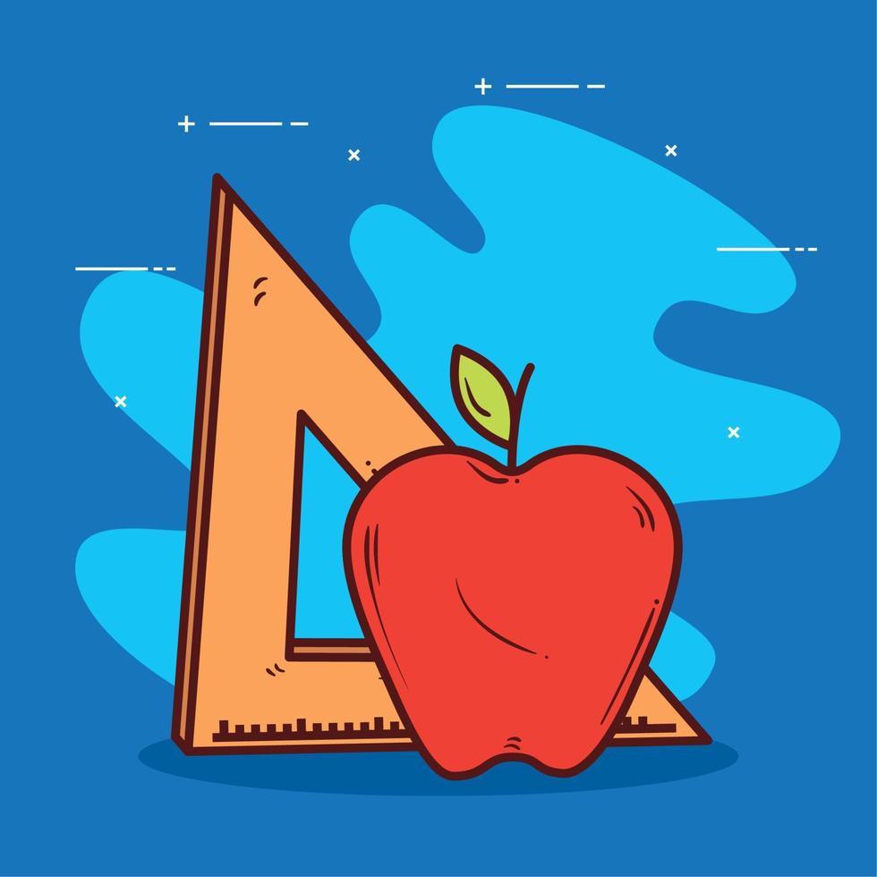 driehoek heerser school- levering met appel fruit vector