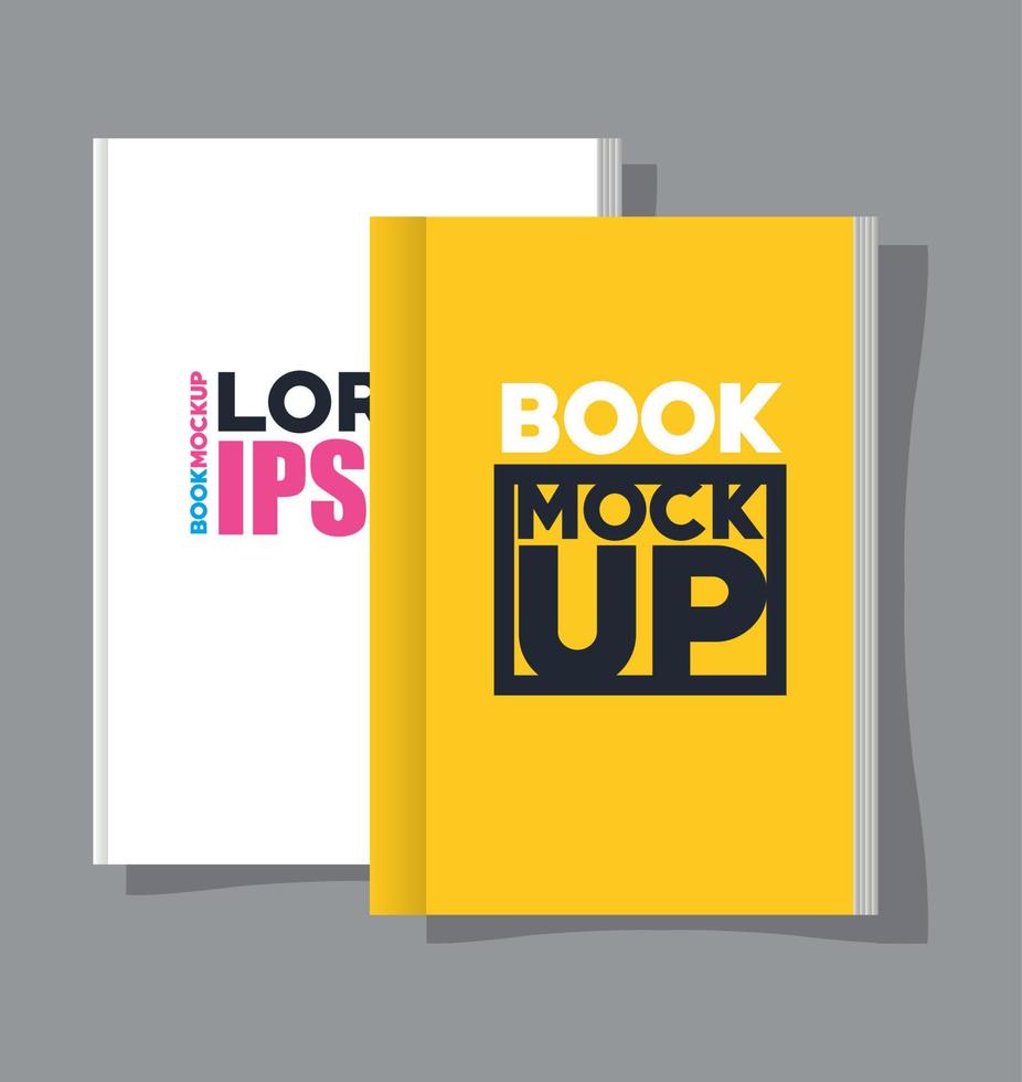 zakelijke identiteit branding model, mockup met boeken van covers wit en geel vector