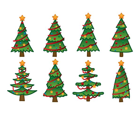 Cartoon Kerstboom Handtekening vector