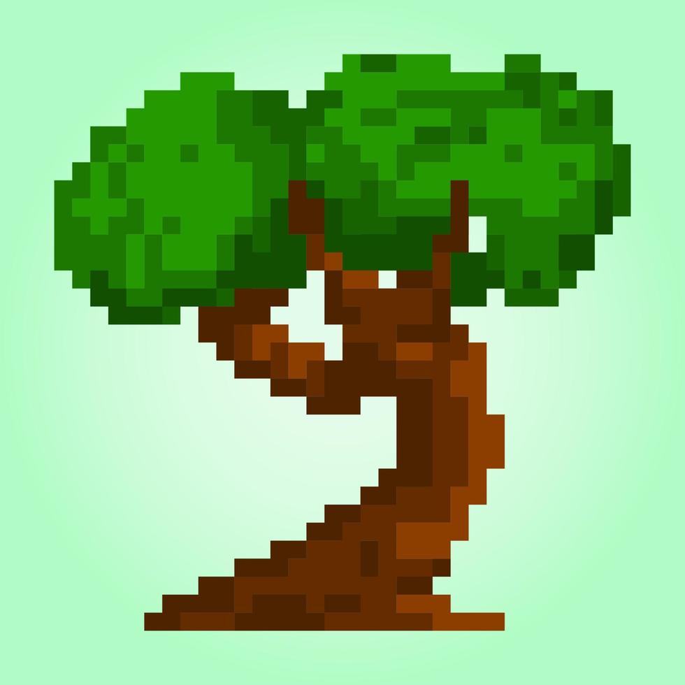 reeks van groen pixel bomen, computer grafisch vector