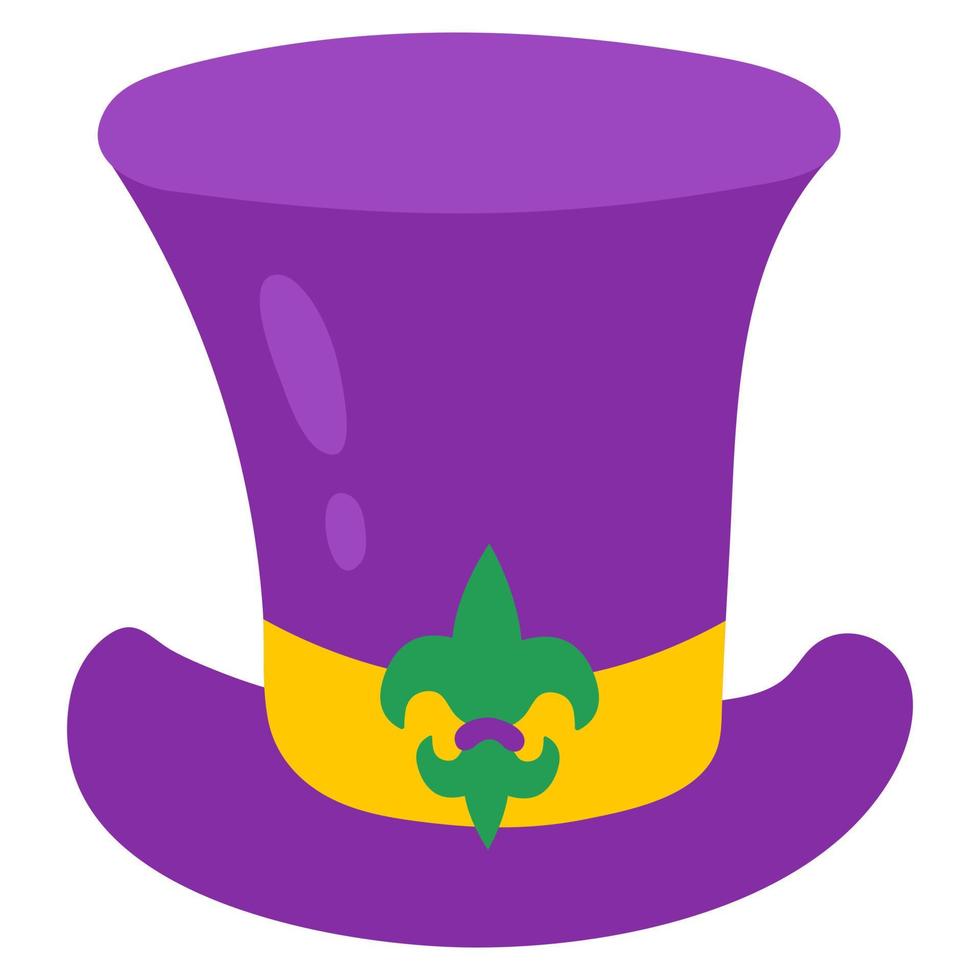 mardi gras carnaval ontwerp element, vlak stijl. cilinder hoed. vector illustratie.