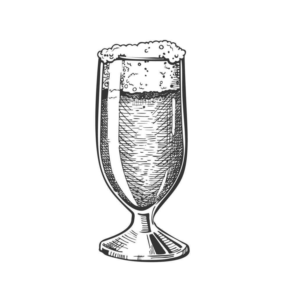 hand- getrokken klassiek glas met schuim bier vector