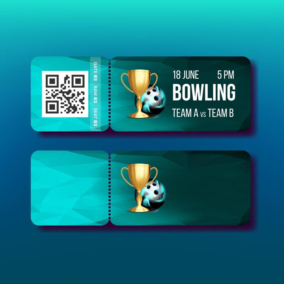 ticket met afscheuren coupon Aan bowling vector