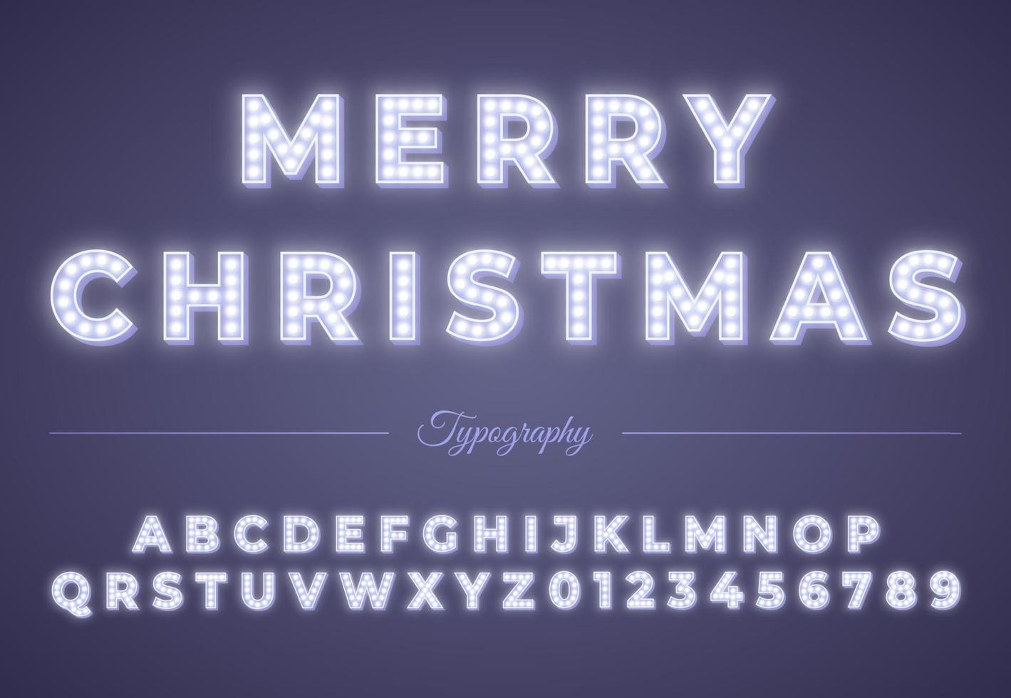 3d Kerstmis licht lamp alfabet geïsoleerd Aan blauw achtergrond. winter Kerstmis of nieuw jaar partij viering. vector