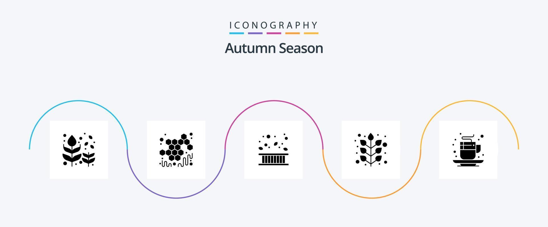 herfst glyph 5 icoon pak inclusief fabriek. val. stroperig. herfst. vallen vector