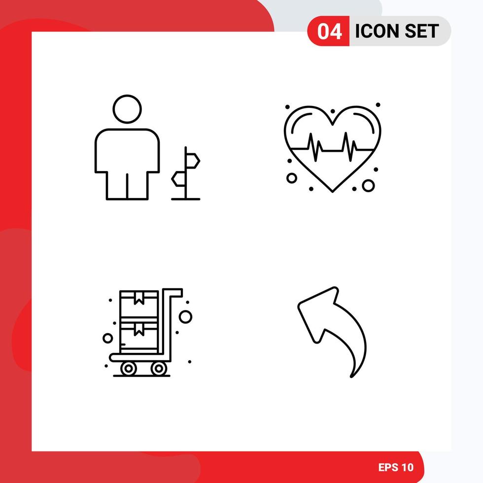 4 gebruiker koppel lijn pak van modern tekens en symbolen van avatar boodschappen doen kar menselijk hart pijl bewerkbare vector ontwerp elementen