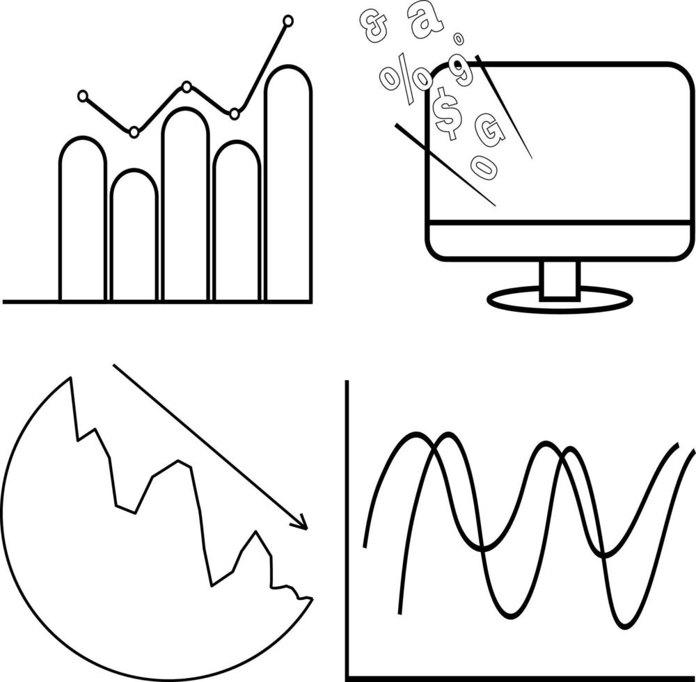 gegevens analyse lijn pictogrammen reeks vector illustratie