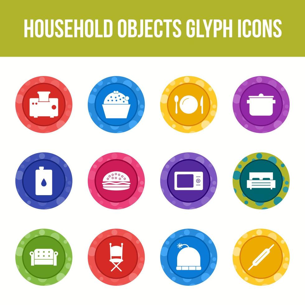 uniek huishouden voorwerpen vector glyph icoon reeks