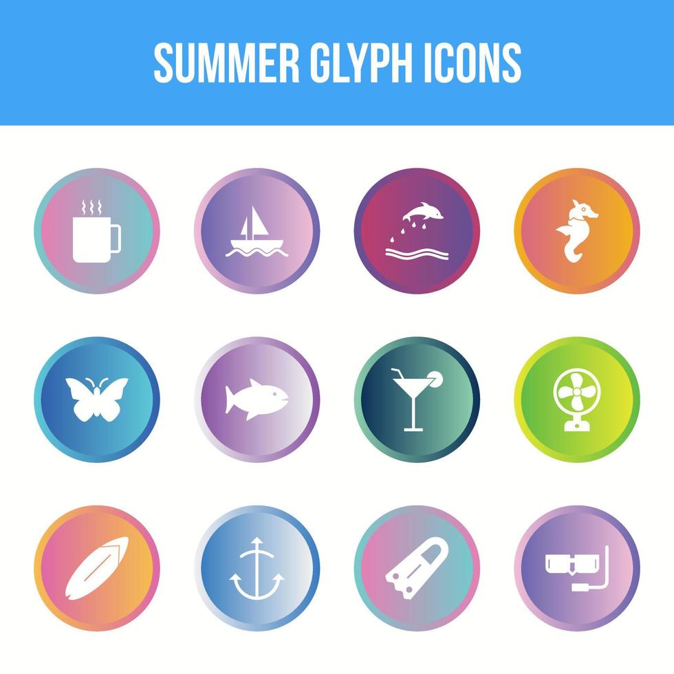 uniek zomer vector glyph icoon reeks