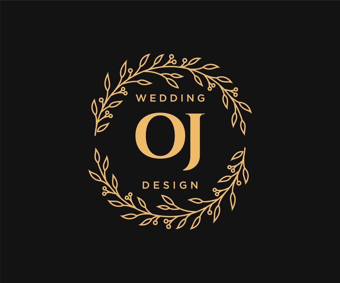 oj initialen brief bruiloft monogram logos verzameling, hand- getrokken modern minimalistisch en bloemen Sjablonen voor uitnodiging kaarten, opslaan de datum, elegant identiteit voor restaurant, boetiek, cafe in vector