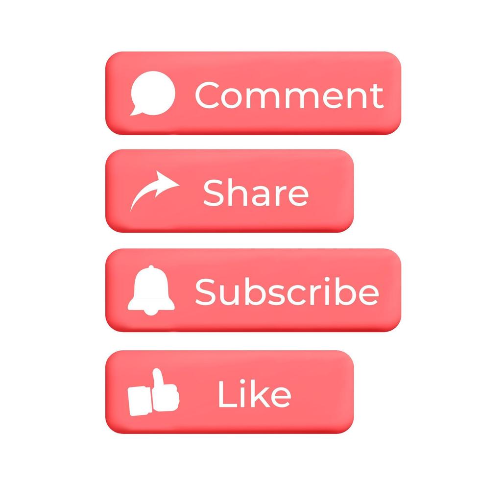 3d vector verzameling van sociaal media Leuk vinden, volgen, abonneren, commentaar knop insigne icoon ontwerp