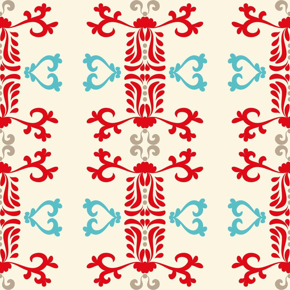 Kerstmis achtergrond met ornamenten, naadloos patronen. rood blauw patroon Aan beige achtergrond. rood, blauw, beige. naadloos vector patroon. voor kleding stof, behang, textiel, verpakking.