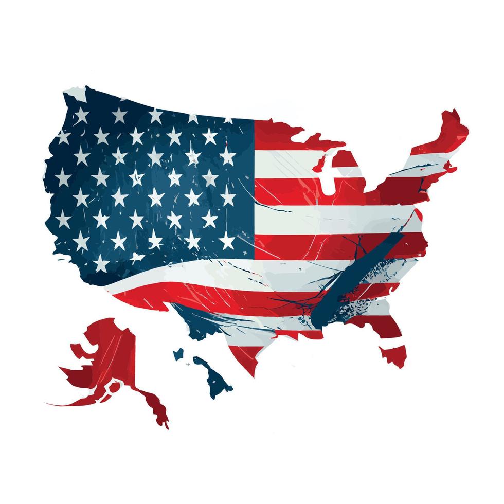 realistisch abstract vlag van Verenigde Staten van Amerika in de het formulier van een kaart van Amerika, onafhankelijkheid dag van de land, nationaal tradities vector