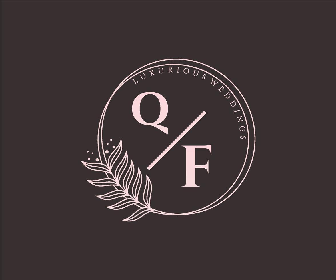 qf initialen brief bruiloft monogram logos sjabloon, hand- getrokken modern minimalistisch en bloemen Sjablonen voor uitnodiging kaarten, opslaan de datum, elegant identiteit. vector