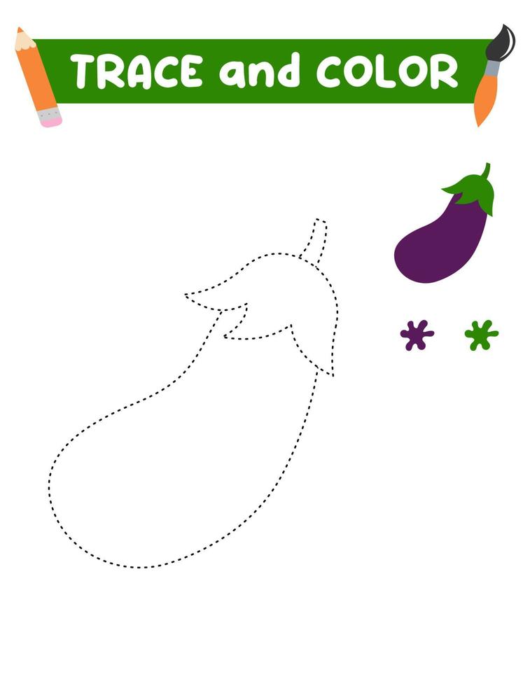 kleur boek met een aubergine. onderwijs en vermaak voor peuter- kinderen.spoor en kleur het. vector