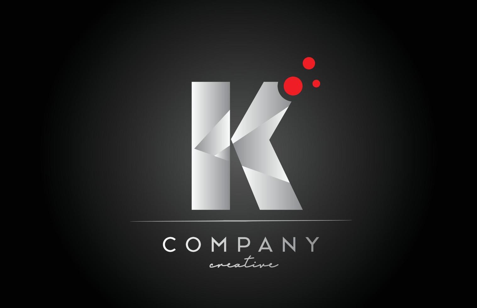zwart k alfabet brief logo icoon met rood punt. ontwerp geschikt voor een bedrijf of bedrijf vector