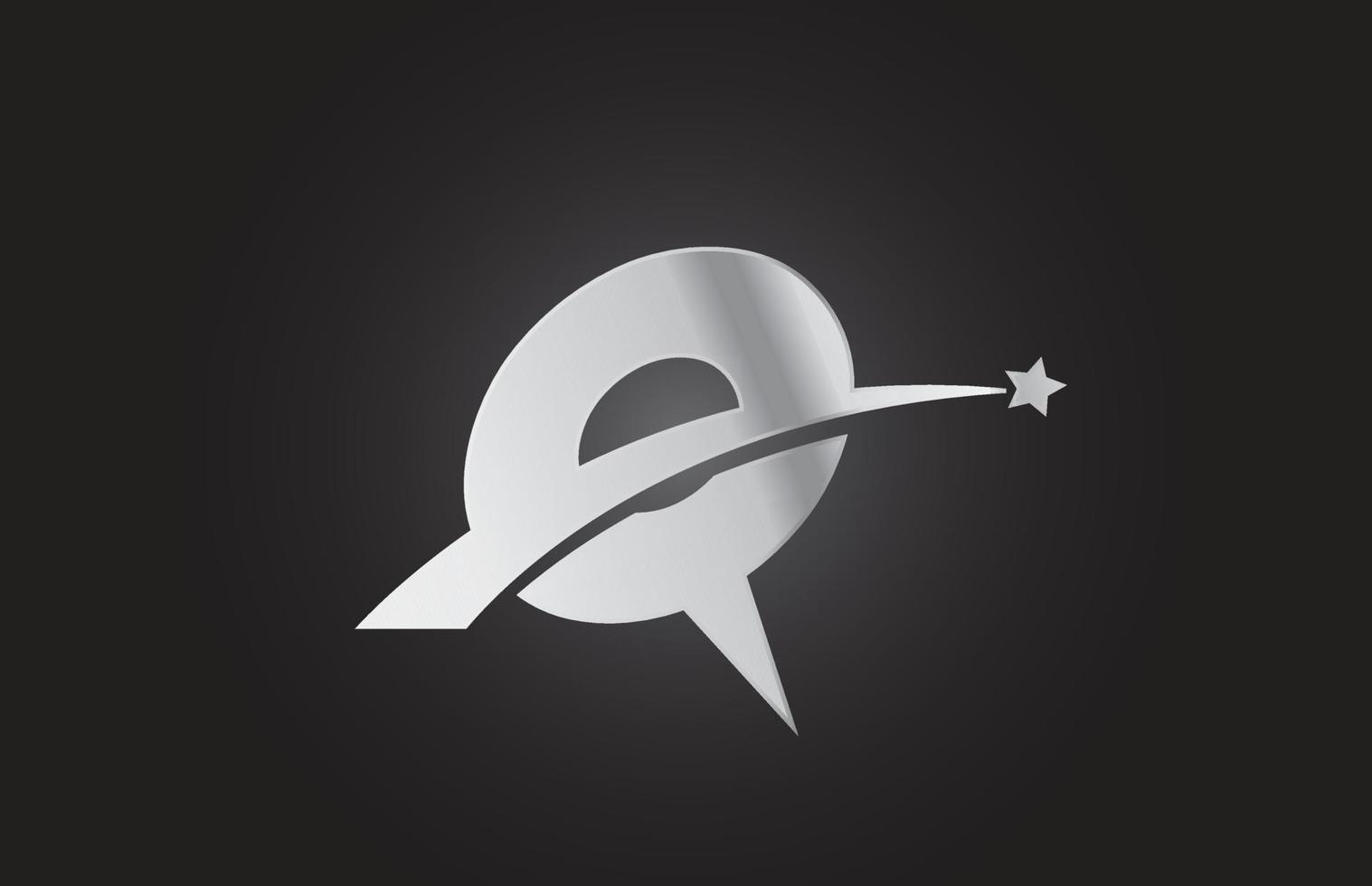 zilver metaal q alfabet brief logo icoon met ster. creatief ontwerp voor bedrijf of bedrijf vector