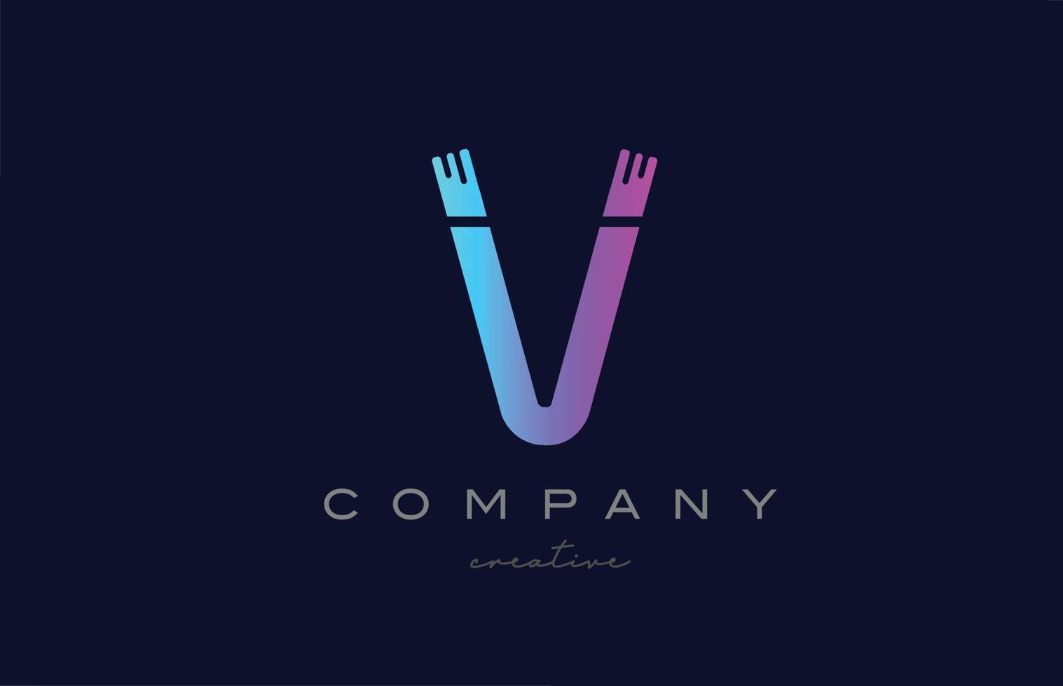 v roze en blauw alfabet brief logo icoon ontwerp. creatief sjabloon geschikt voor een bedrijf of bedrijf vector