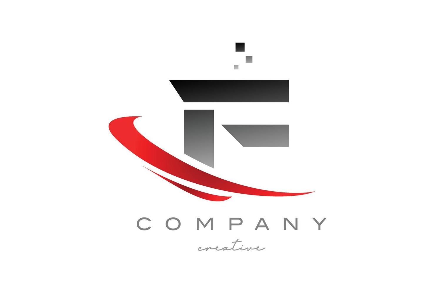f alfabet brief logo icoon met rood swoosh . ontwerp geschikt voor een bedrijf of bedrijf vector