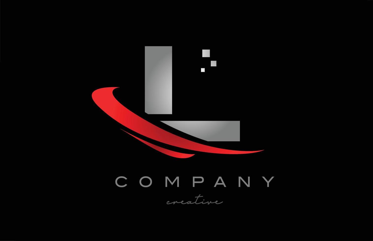 rood swoosh l alfabet brief logo icoon met grijs kleur. ontwerp geschikt voor een bedrijf of bedrijf vector