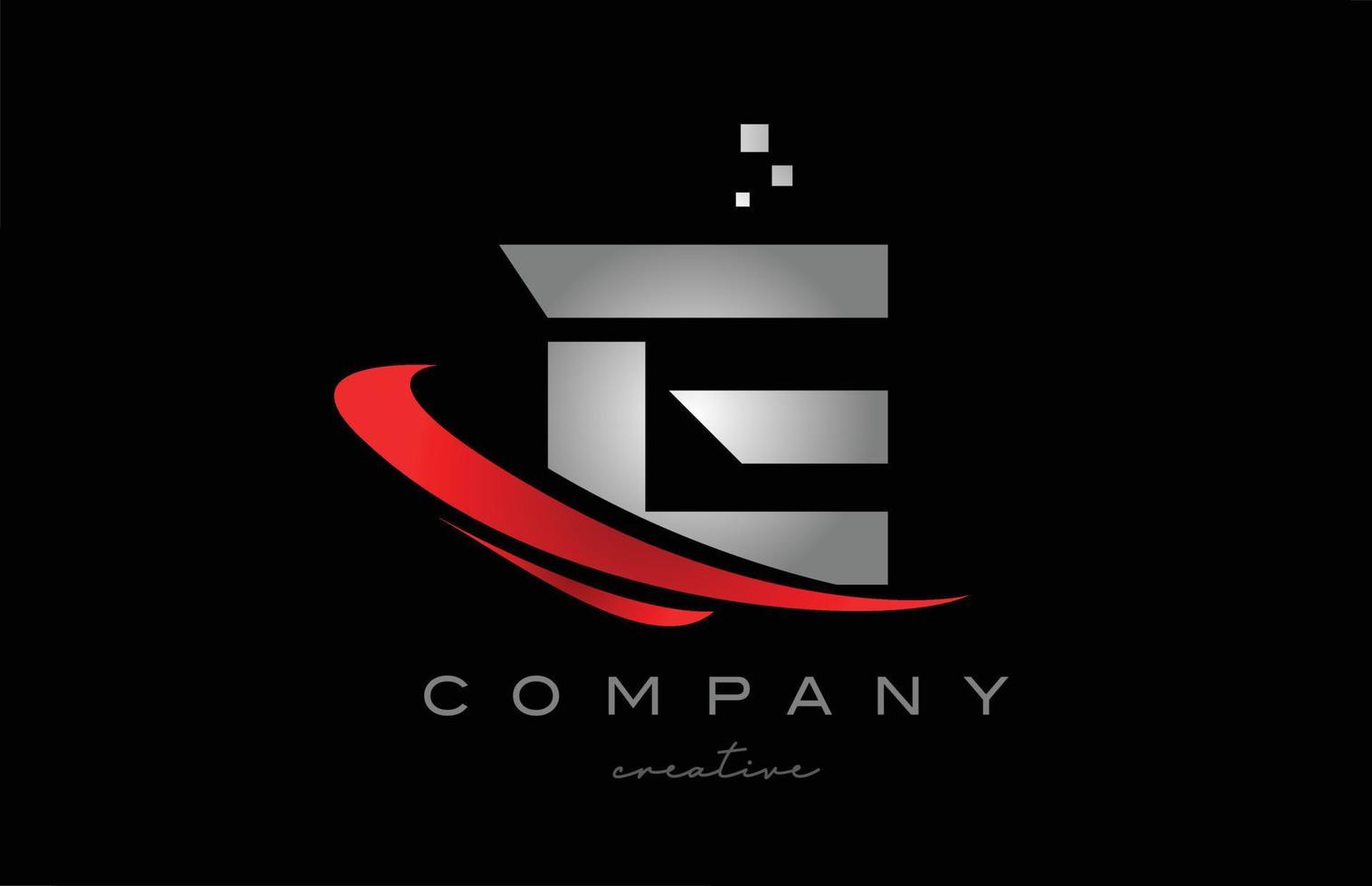 rood swoosh e alfabet brief logo icoon met grijs kleur. ontwerp geschikt voor een bedrijf of bedrijf vector