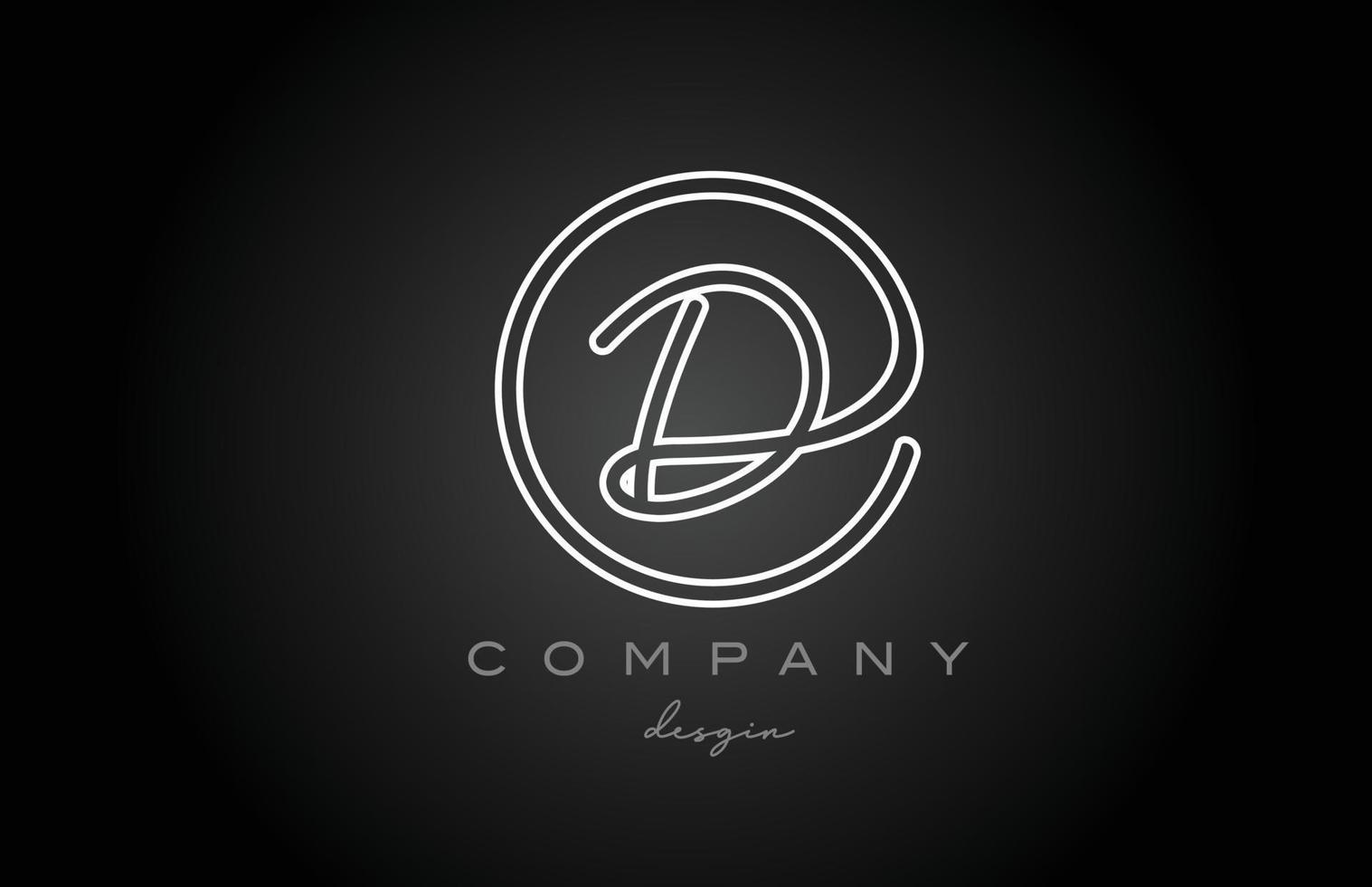 zwart en wit lijn d alfabet brief logo icoon ontwerp. handgeschreven verbonden creatief sjabloon voor bedrijf en bedrijf vector