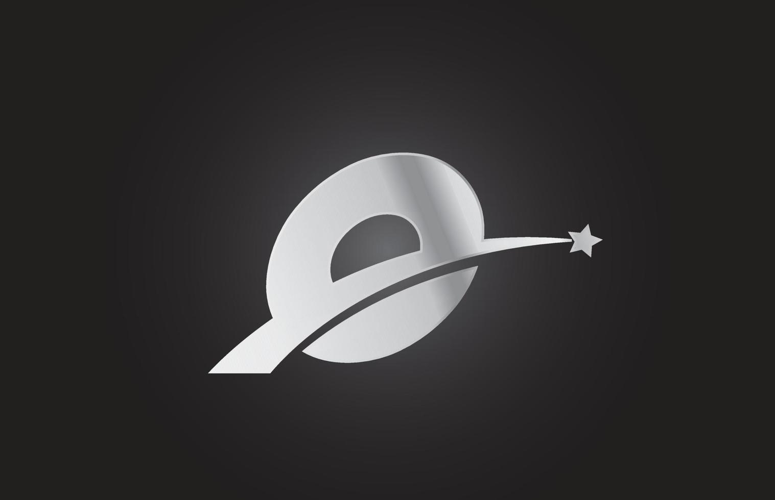 zilver metaal O alfabet brief logo icoon met ster. creatief ontwerp voor bedrijf of bedrijf vector