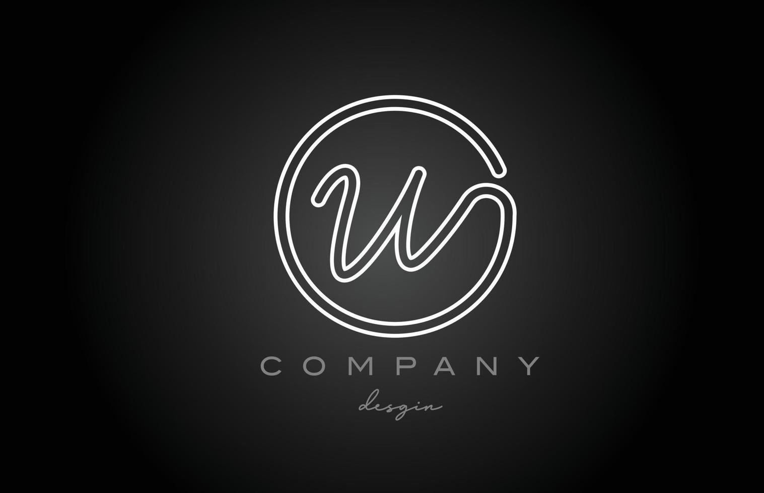 zwart en wit lijn w alfabet brief logo icoon ontwerp. handgeschreven verbonden creatief sjabloon voor bedrijf en bedrijf vector
