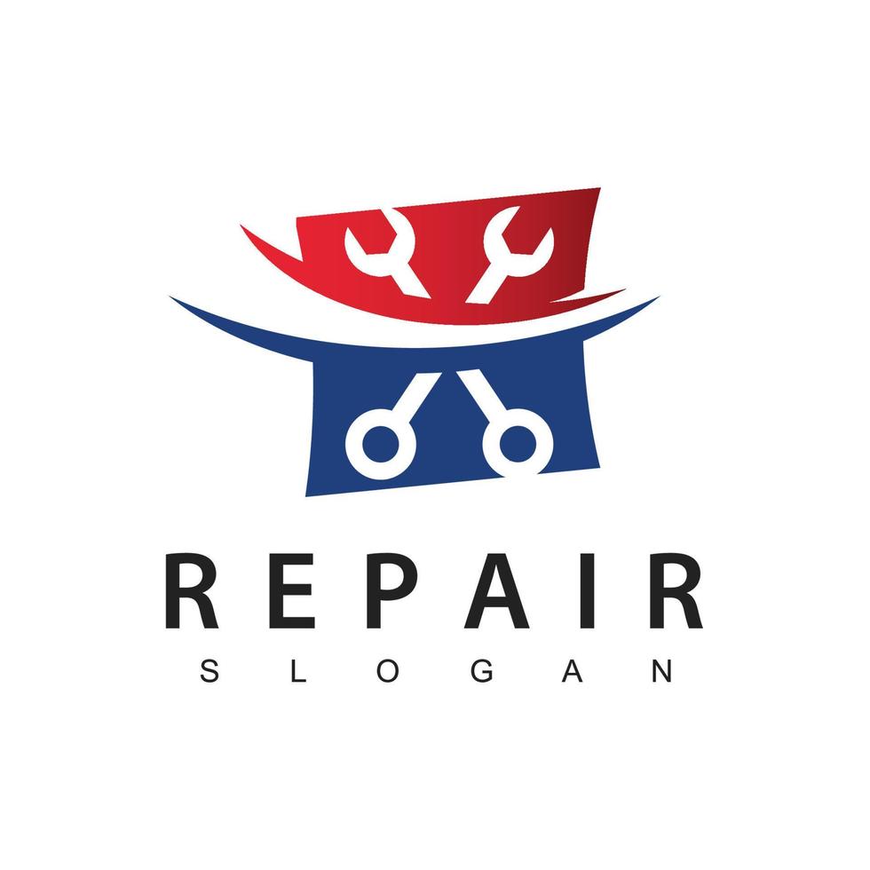 reparatie en onderhoud logo sjabloon auto garage ontwerp illustratie gebruik makend van moersleutel icoon vector