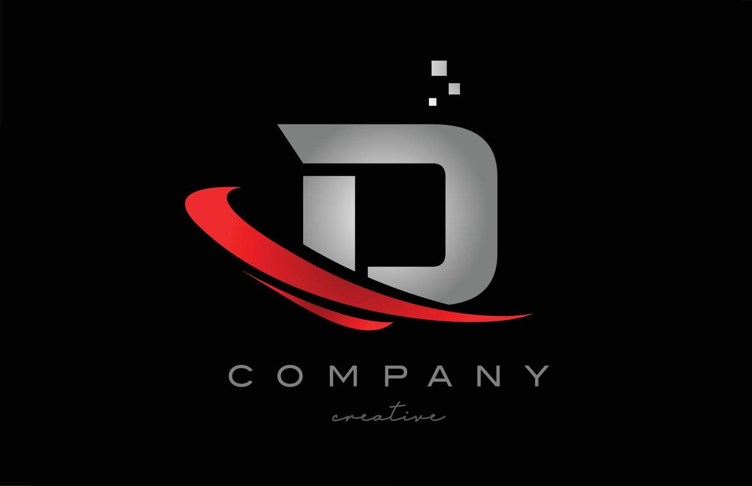 rood swoosh d alfabet brief logo icoon met grijs kleur. ontwerp geschikt voor een bedrijf of bedrijf vector