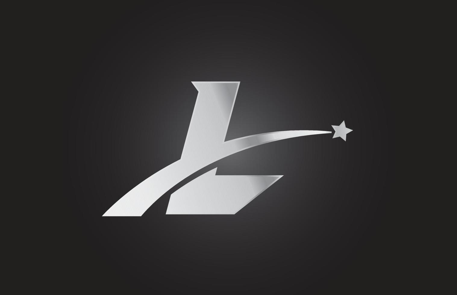 zilver metaal l alfabet brief logo icoon met ster. creatief ontwerp voor bedrijf of bedrijf vector