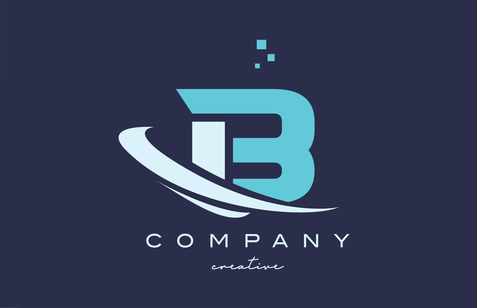 blauw wit b alfabet brief logo icoon met swoosh . ontwerp geschikt voor een bedrijf of bedrijf vector