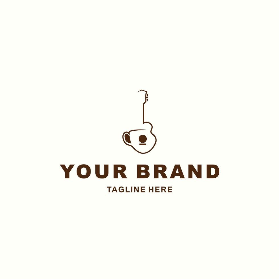 koffie kop en gitaar gecombineerd logo vector