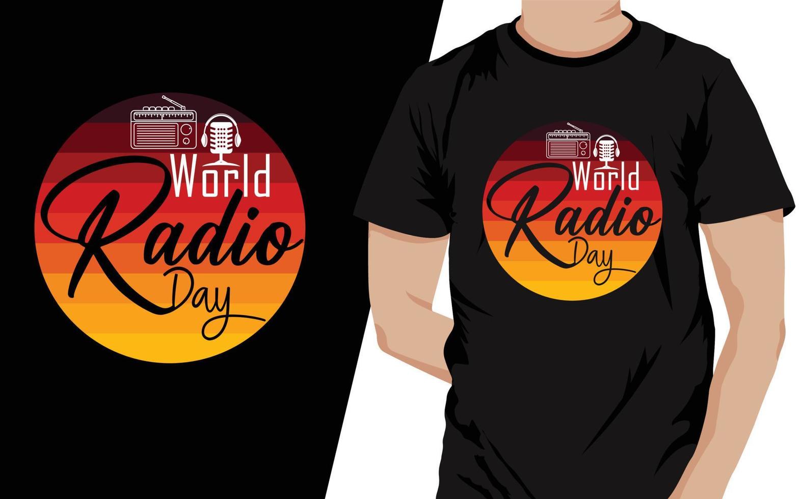 wereld radio dag t-shirt ontwerp, vector