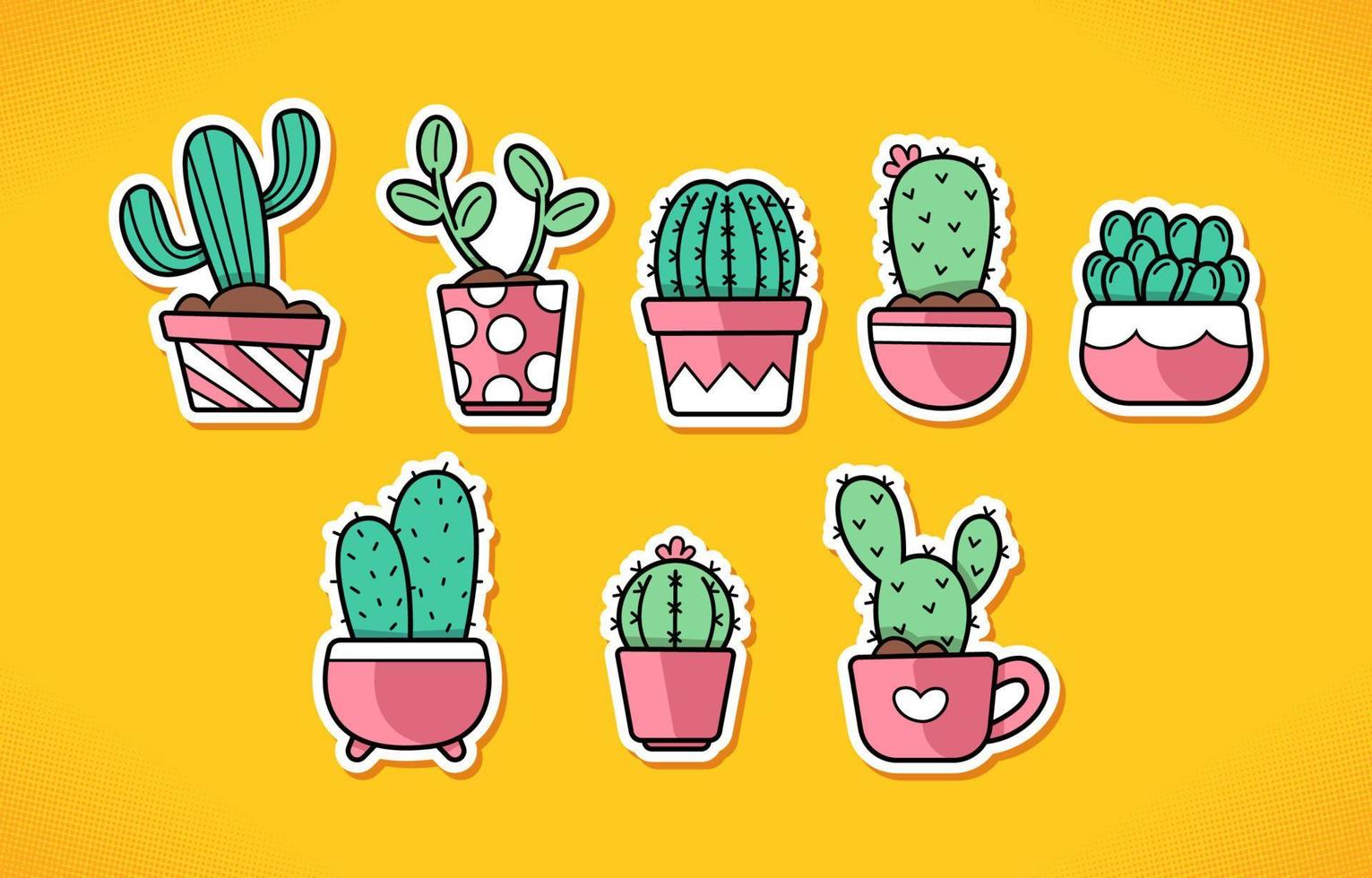 divers vetplanten stickers vector