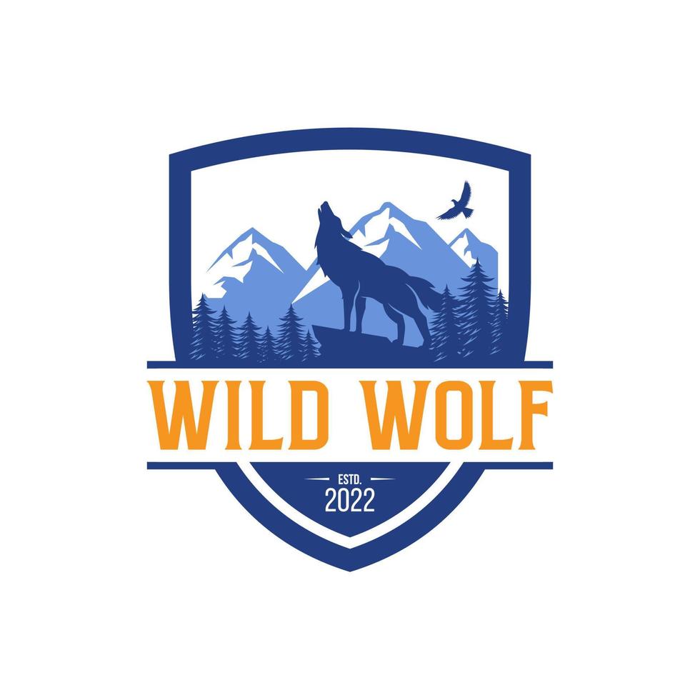 silhouet illustratie van gehuil wolf logo ontwerp vector sjabloon