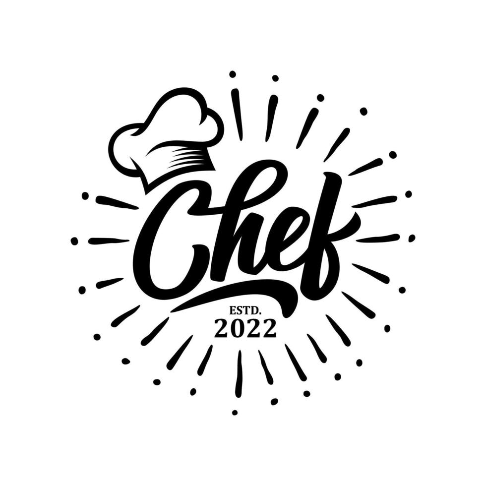 keuken chef wijnoogst ontwerp logo vector sjabloon