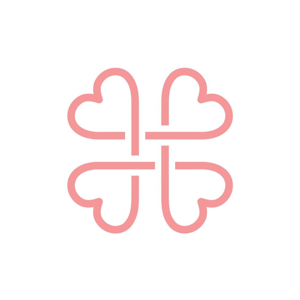 vier liefde hart verbinding logo ontwerp vector