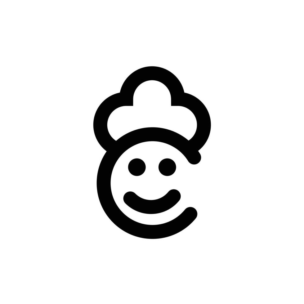 chef hoed brief c schattig emoticon restaurant logo ontwerp vector
