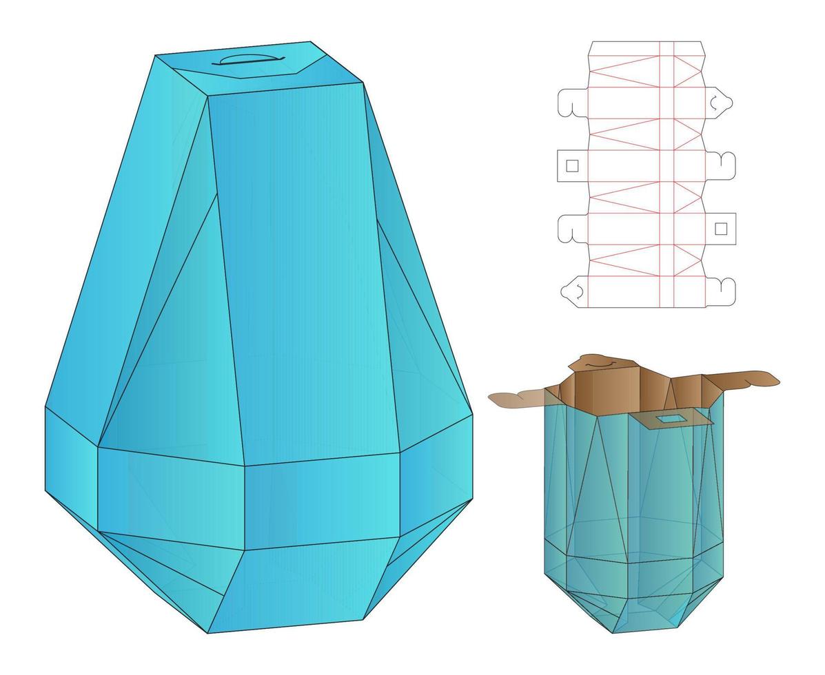 doos verpakking gestanst sjabloonontwerp. 3D-model vector